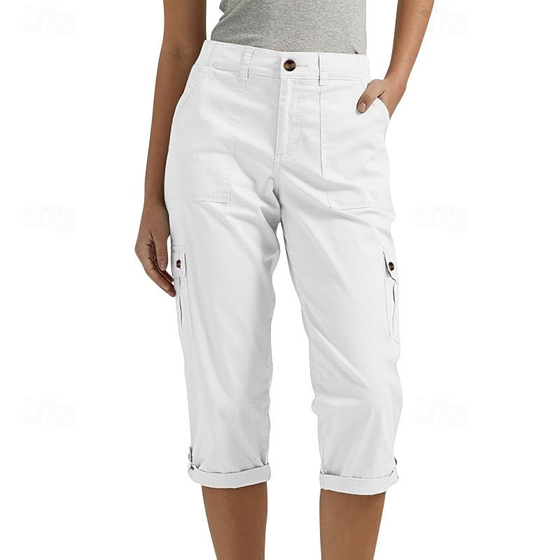 Per donna Pantaloni Cargo Pantaloni capri Chinos Vacanza Streetwear Casual Lunghezza al polpaccio Vita media Semplice Tasca Fascia Elastica Comodo Comodità Inelastico Quotidiano All'aperto Streetwear del 2026 a $33.99 –P10