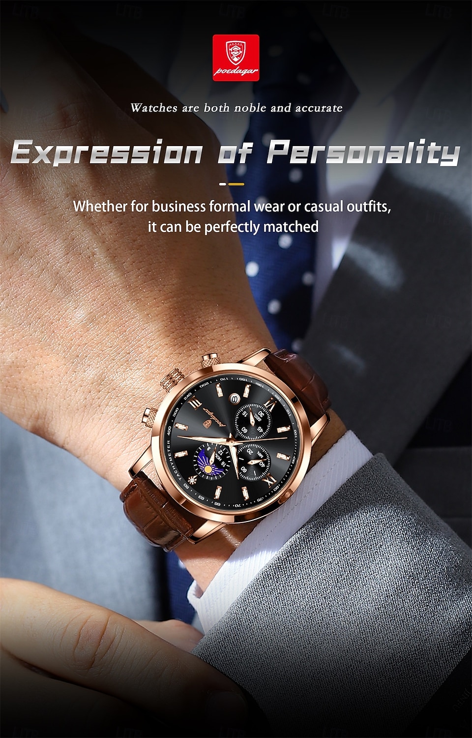 882 New Men's Watch, Moon Phase Multifunction Chronograph Quartz Watch 2026 - $24.99 –P2