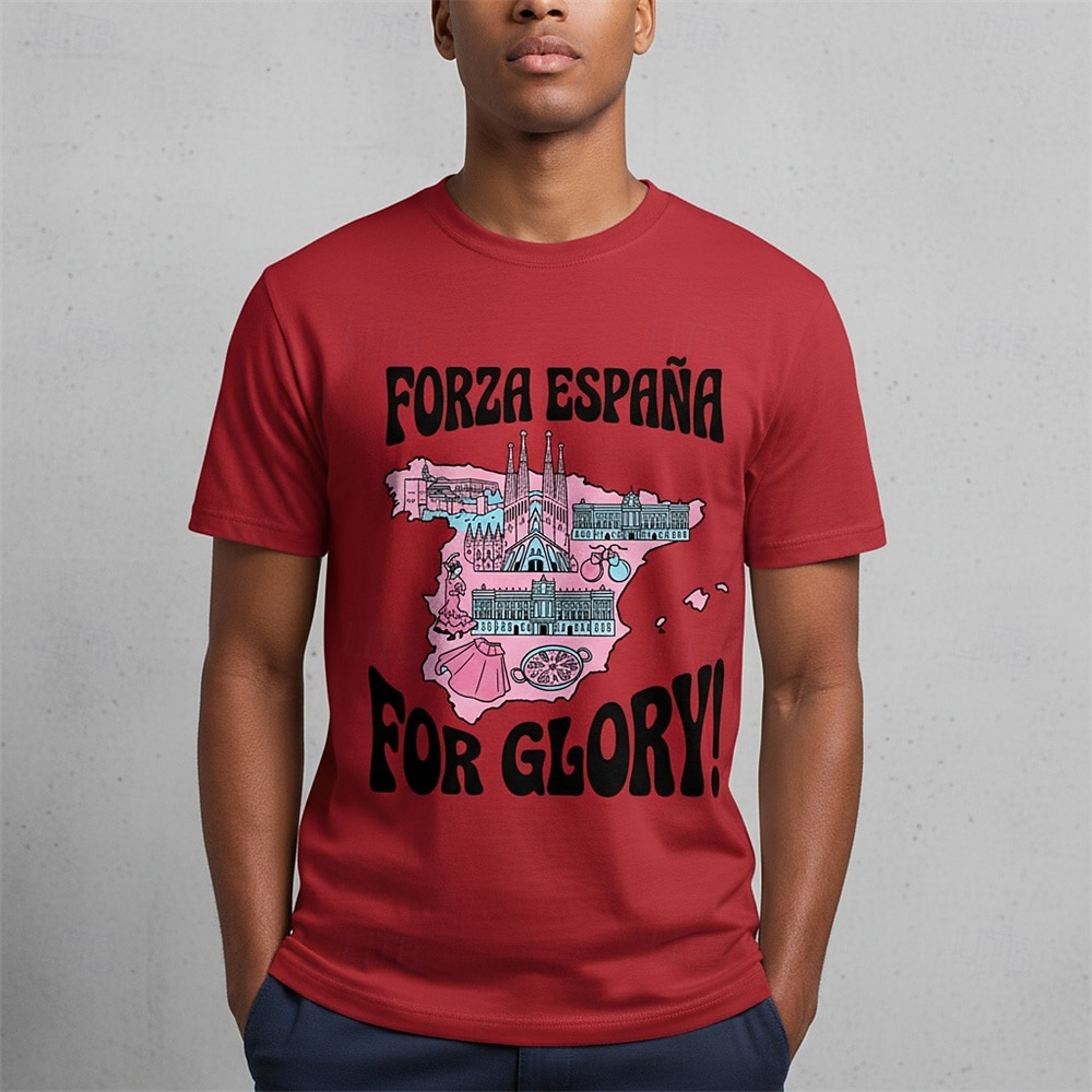 Match mondial de football 2026 Vêtements de sport T-shirt graphique Football Fan de football espagnol Patriotique Tee-shirt pour Unisexe Adulte Impression 3D  pour de 2026 ? $18.99 –P5