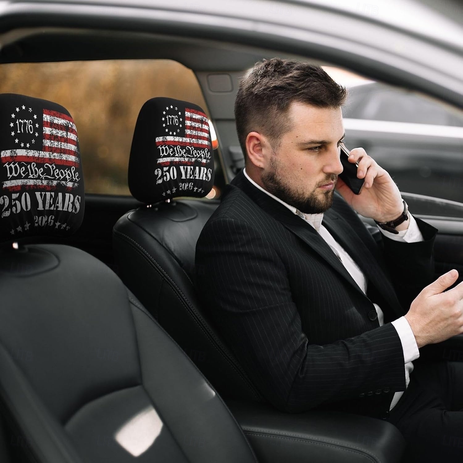 Funda para reposacabezas de coche conmemorativa del 250 aniversario, 2 unidades, conmemorativa de la Independencia de Estados Unidos (1776-2026), soporte espinal resistente para conducción de larga distancia, ajuste universal para coches, camiones y SUV. 2026 - $11.99 –P17