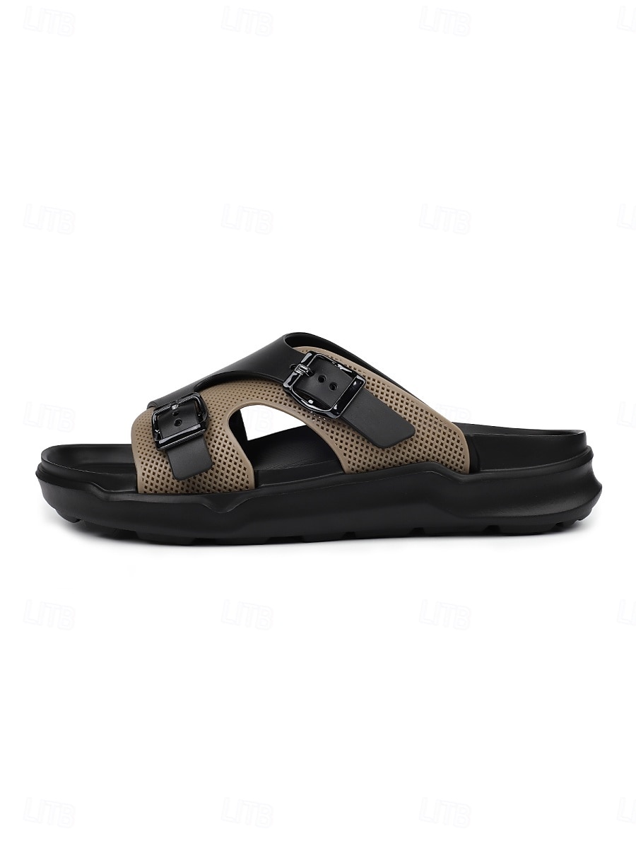 Men's Black and White Double Strap Slide Sandals Open-Toe Comfort Casual Slippers for Resort & Poolside, Beach Vacation, Poolside Relaxing, Travel, Outdoor Leisure and Summer Everyday Wear 2026 - $26.99 –P9