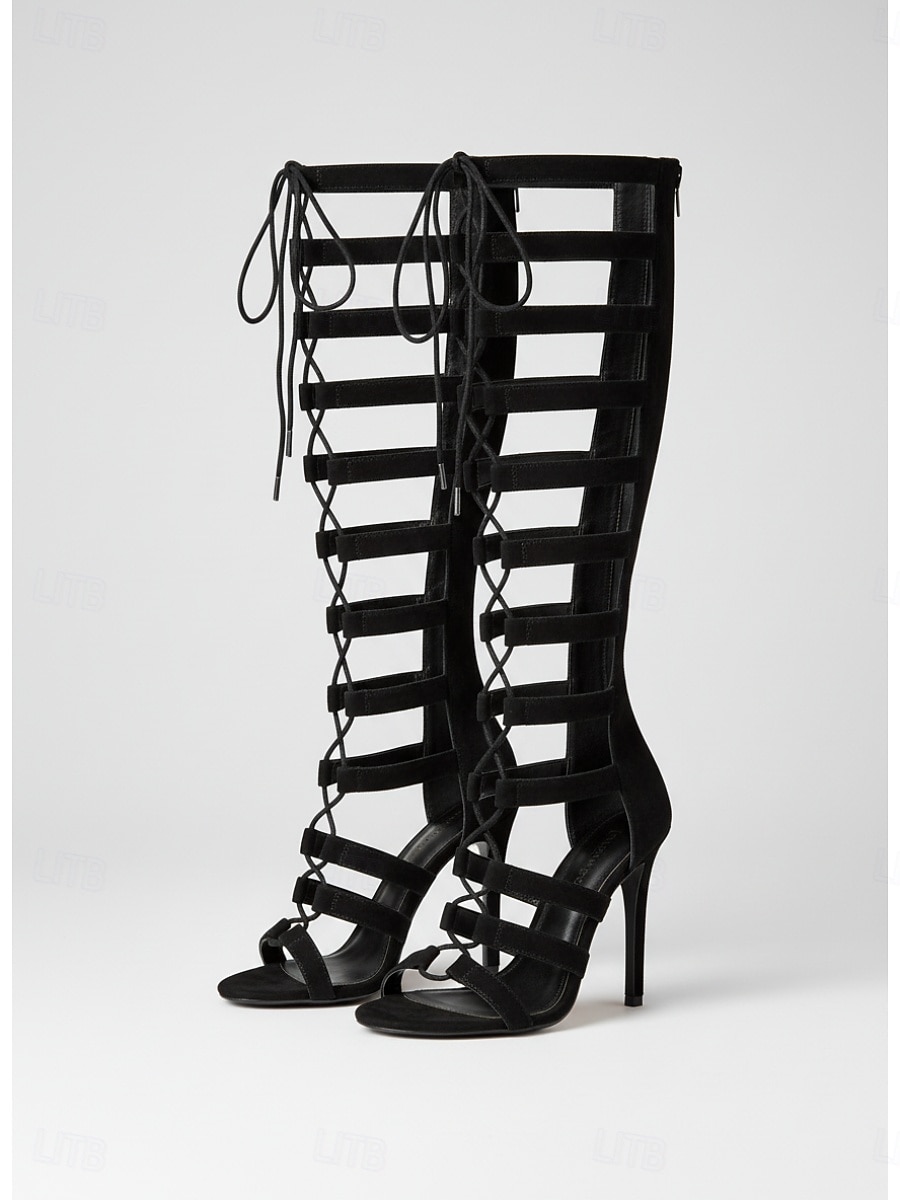 Tacones de aguja estilo gladiador negros para mujer: zapatos sexys para fiestas nocturnas y discotecas. 2026 - $54.99 –P1