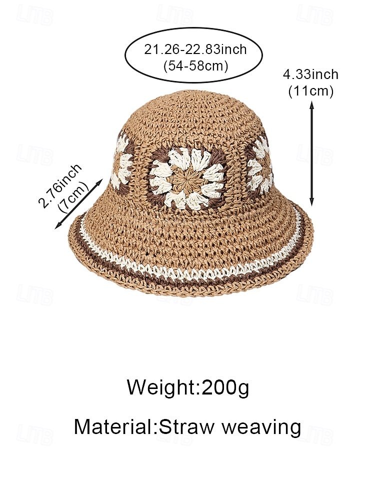 Geweven bohemian zonnehoed voor dames, veelkleurig, opvouwbaar, perfect voor strand- en resortvakanties, en casual dagelijks gebruik. 2026 - $18.99 –P14