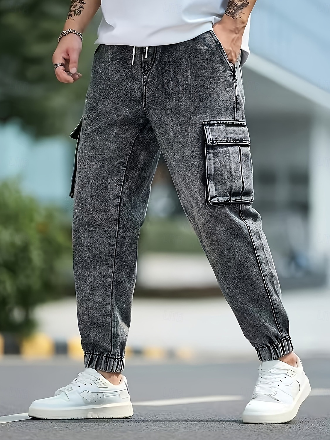 Ανδρικά Παντελόνια με τσέπες Τζόγκερ Παντελόνια Casual παντελόνι Παντελόνια με οξύ Κορδόνι Ελαστική μέση Σκέτο Άνεση Πλήρες μήκος Causal Καθημερινά ΕΞΩΤΕΡΙΚΟΥ ΧΩΡΟΥ Μοντέρνα Κομψό στυλ street Γκρίζο 2026 - $31.99 –P1