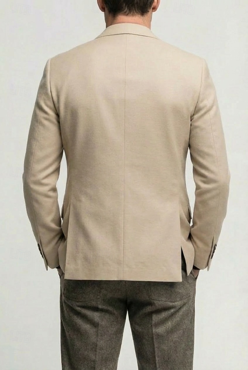 Herre Lett jakke Blazer i lin Avslappet Daglig Gateklær Mote Smart Casual Sommer Vår Bomull POLY Helfarge Mote Enkelt Brystet To-knapp Blazer Rosa Himmelblå Beige 2026 - $68.99 –P4