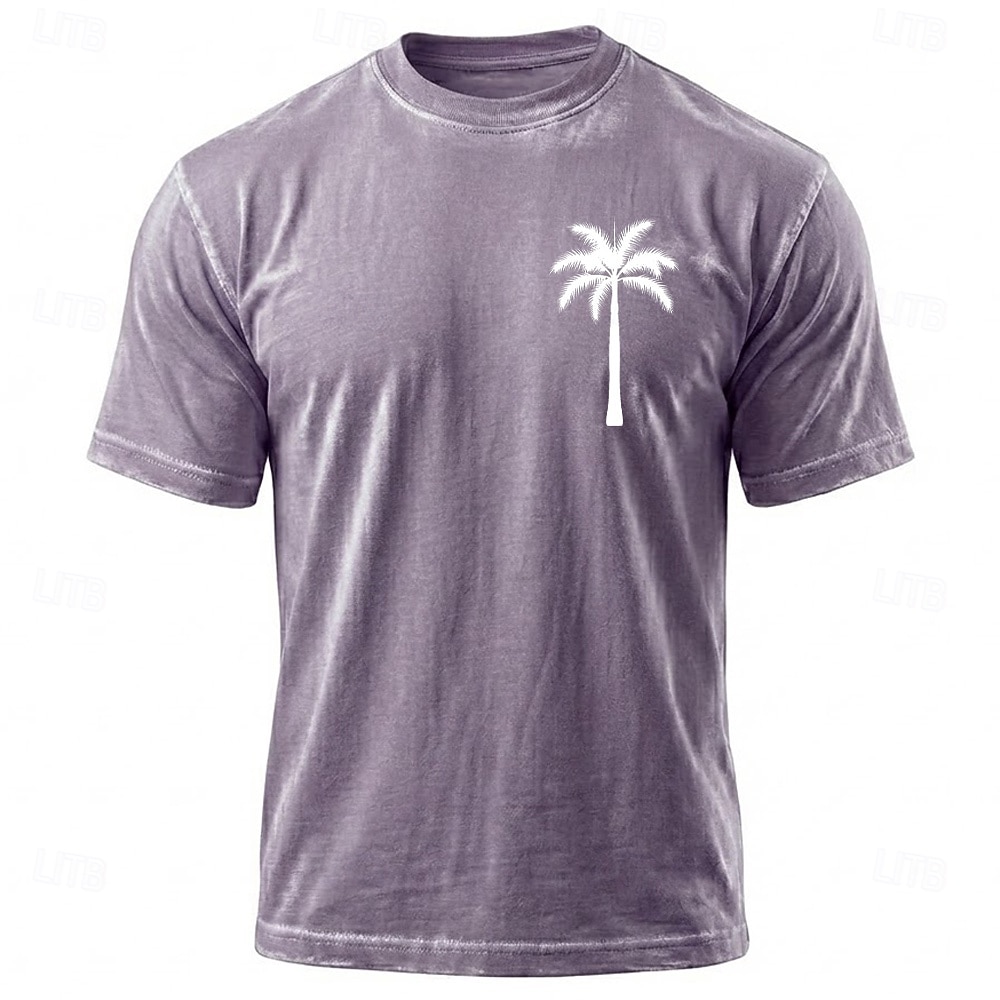 Herr Hawaii Kokosnötspalm T-shirt Mineraltvätt-T-shirt Kortärmad T-shirt Syratvätt Rund hals Skjorta Semester Vintage retro Ledigt Strand Resor Blå Purpur Grå Sommar Vår Kläder M L XL 2XL 3XL 2026 - $21.99 –P2