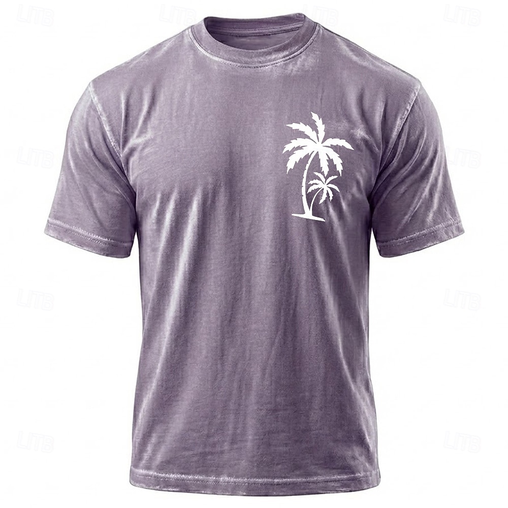 Men's Coconut Palm T Shirt Mineral Washing Tee Short Sleeve T shirt Acid Wash Crew Neck Shirt Vintage Retro Casual Beach Travel Blue Purple Gray Summer Spring Clothing Apparel M L XL 2XL 3XL 2026 - $21.99 –P1