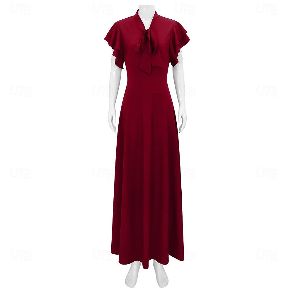Vintage Rugido 20s 1920s Longitud Larga Vestidos Vestido Flapper Mangas cortas El gran Gatsby charlestón Color sólido Corte A Escote en Pico Disfraz Mujer Víspera de Todos los Santos Carnaval bar 2026 - $57.99 –P5