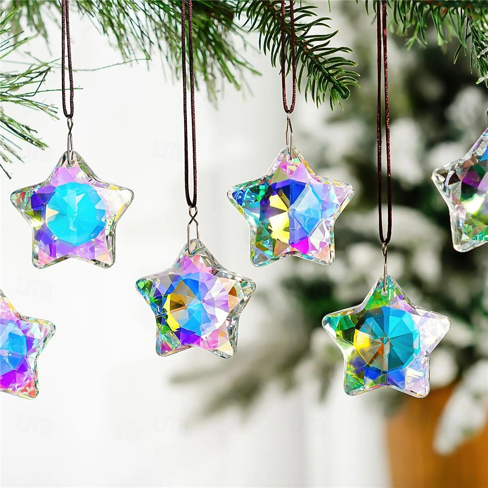 1/6Pcs Rainbow Pentagram Star Crystal Suncatcher  Prism Pendant Crafts for Home Office Garden Decoration Rainbow Maker Window Pendant 2026 - $9.99 –P2