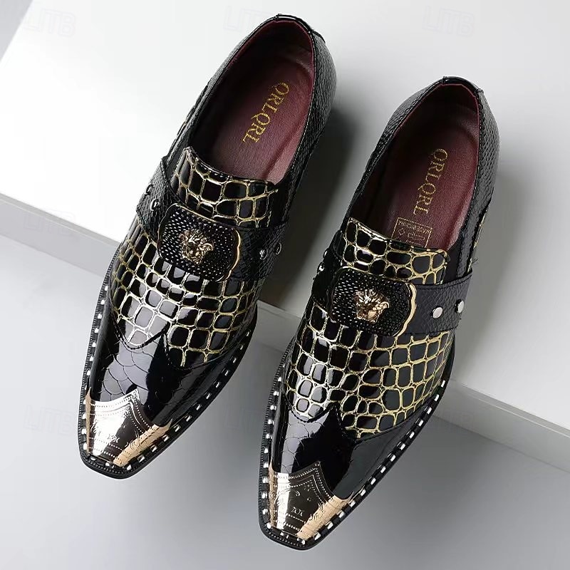 Men's Dark Brown Faux Leather Monk Strap Shoes – Croc Embossed Dress Shoes, Business, Wedding & Formal Wear 2026 - $79.99 –P7