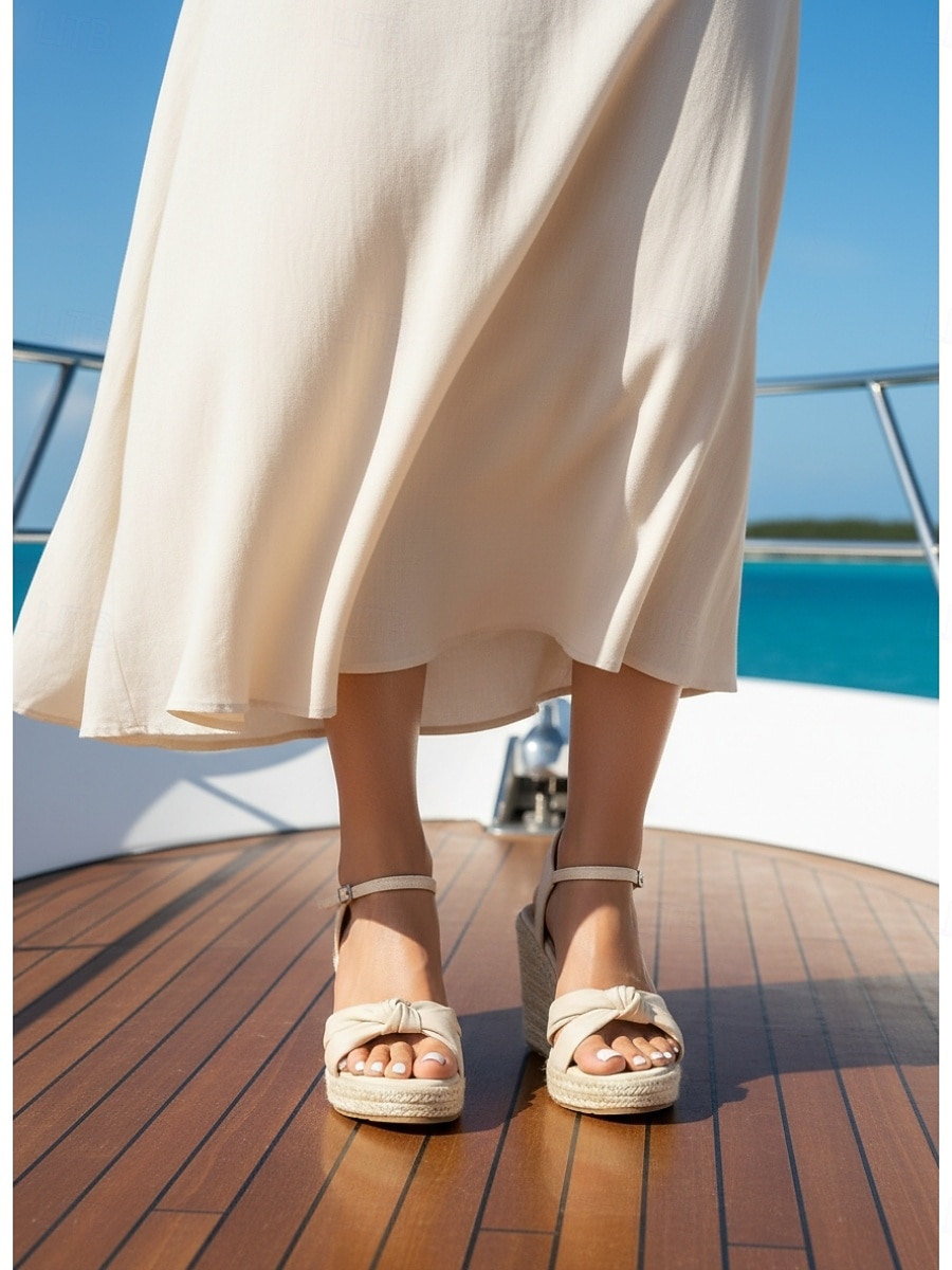 Women's Black Espadrille Wedge Sandals - Elegant Cross-Strap Knot Platform Heels with Ankle Strap for Cruise Vacations, Formal Deck Dinners & Summer Resort Wear 2026 - $46.99 –P2