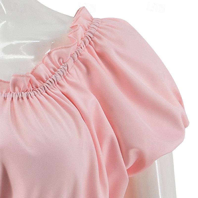 Renaissance 19ème siècle Période de la Régence Longueur au sol Robe Manches courtes Princesse Dame Col rond Déguisement Femmes Royal Halloween Carnaval Foire de la Renaissance Soirée à thème rétro de 2026 ? $59.99 –P6