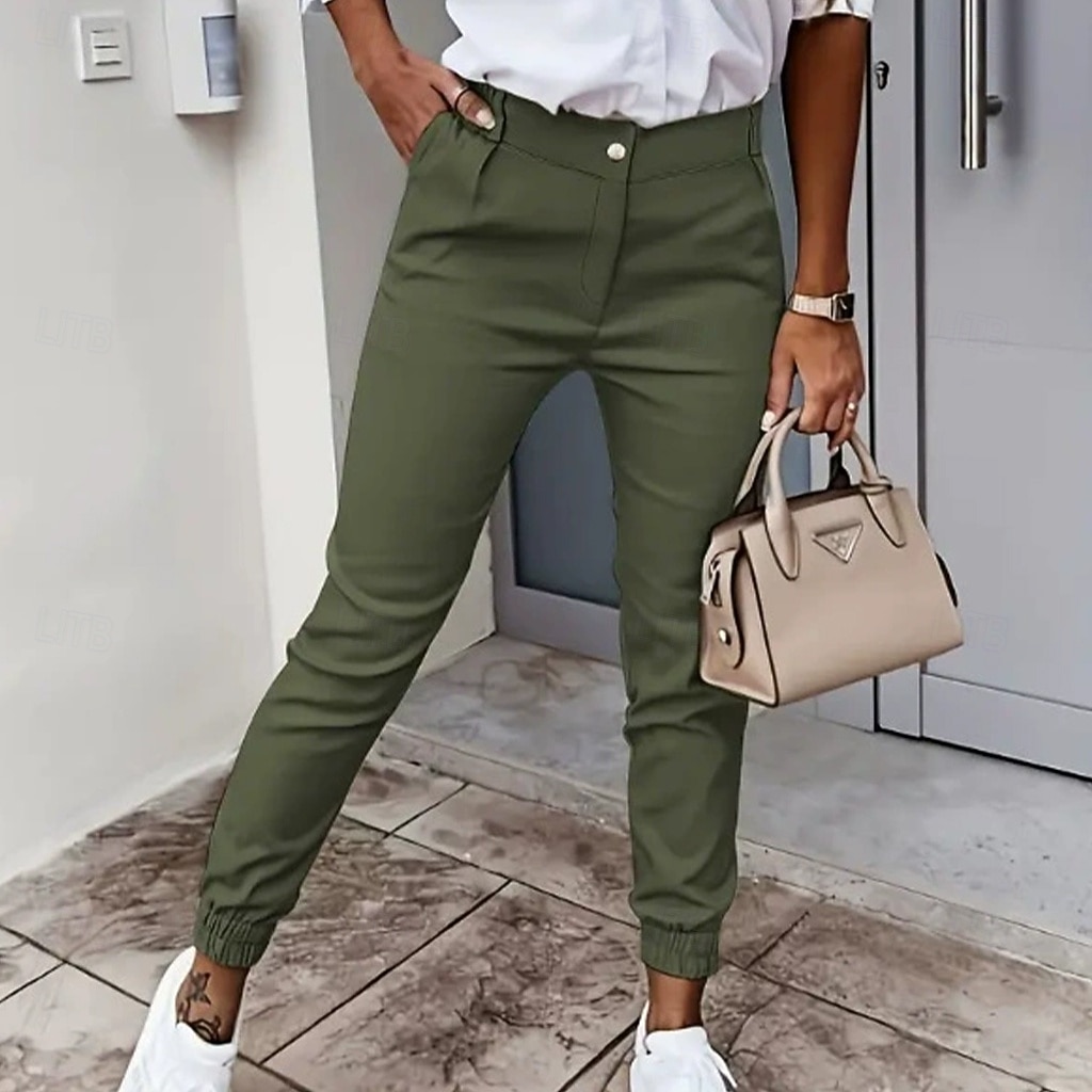 Mujer Pantalones Pantalones de verano Pantalones de playa Pantalones casuales Vacaciones Moda Casual / Diario Hasta el Tobillo Media cintura Plano Cremallera Bolsillo Comodidad Suave Transpirable 2026 - $29.99 –P8