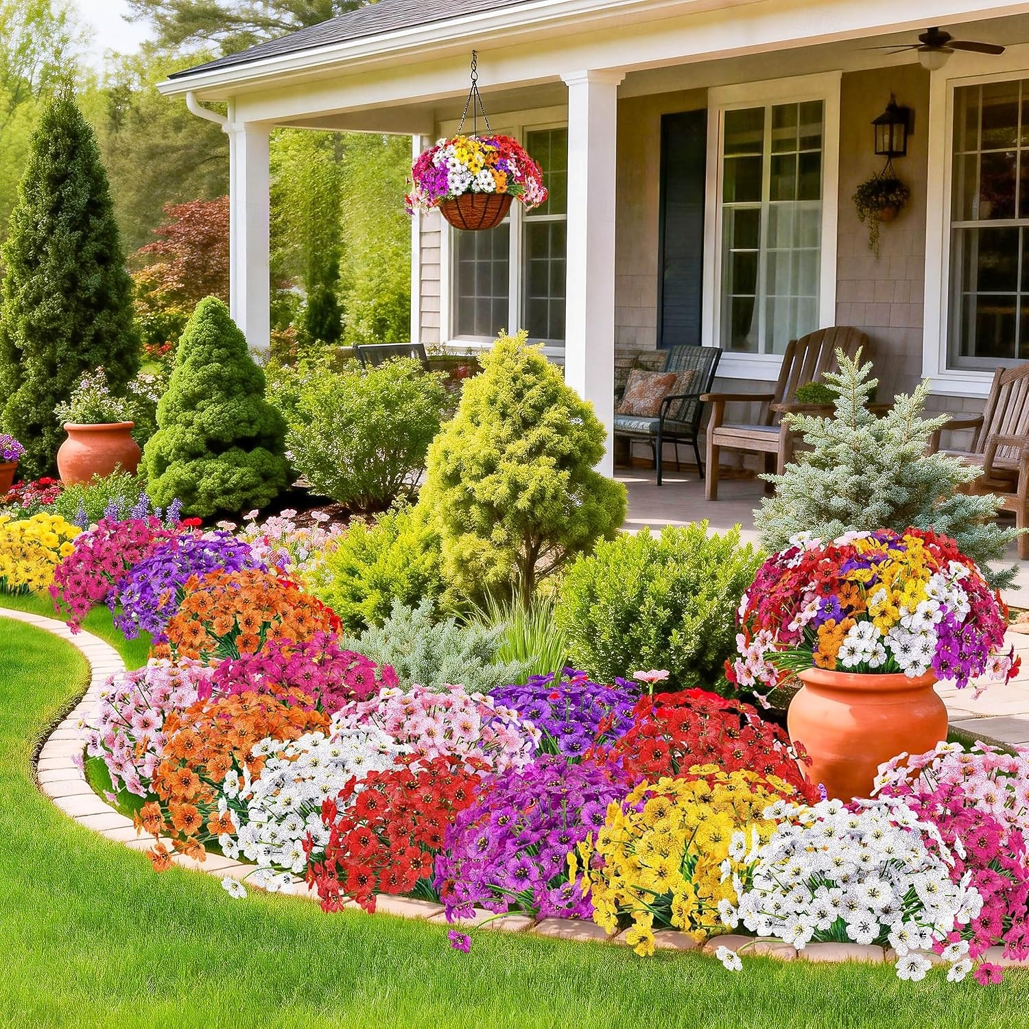 2026年 屋外用UV耐性フェイクパンツ春の花の造花24束、屋外プランター、結婚式、自宅、庭、パティオ、ポーチの装飾（8色）  コレクション – $28.99 –P5