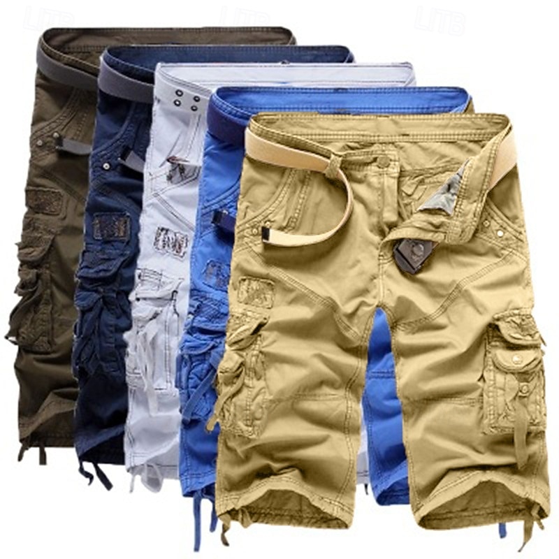 Voor heren Cargoshorts Korte broek Wandelshorts Zak Effen Comfort Draagbaar Kuitlengte Werk Casual Dagelijks Modieus Streetwear Leger groen Zwart 2026 - $40.99 –P1