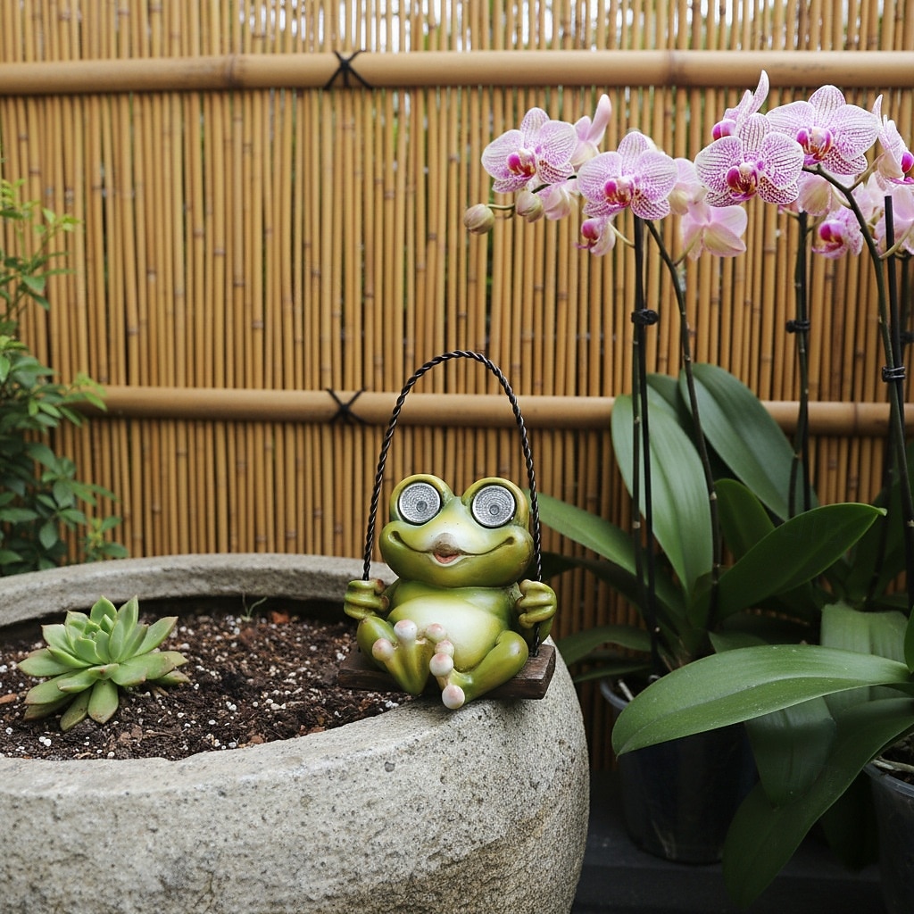 Utendørs solcelledrevet vanntett froskehuske harpiks hengende lykt, dekorative LED-lys for hage, terrasse, balkong, gårdsplass, sti, villa landskapsbelysning – 18x12x12,5cm 2026 - $17.99 –P6