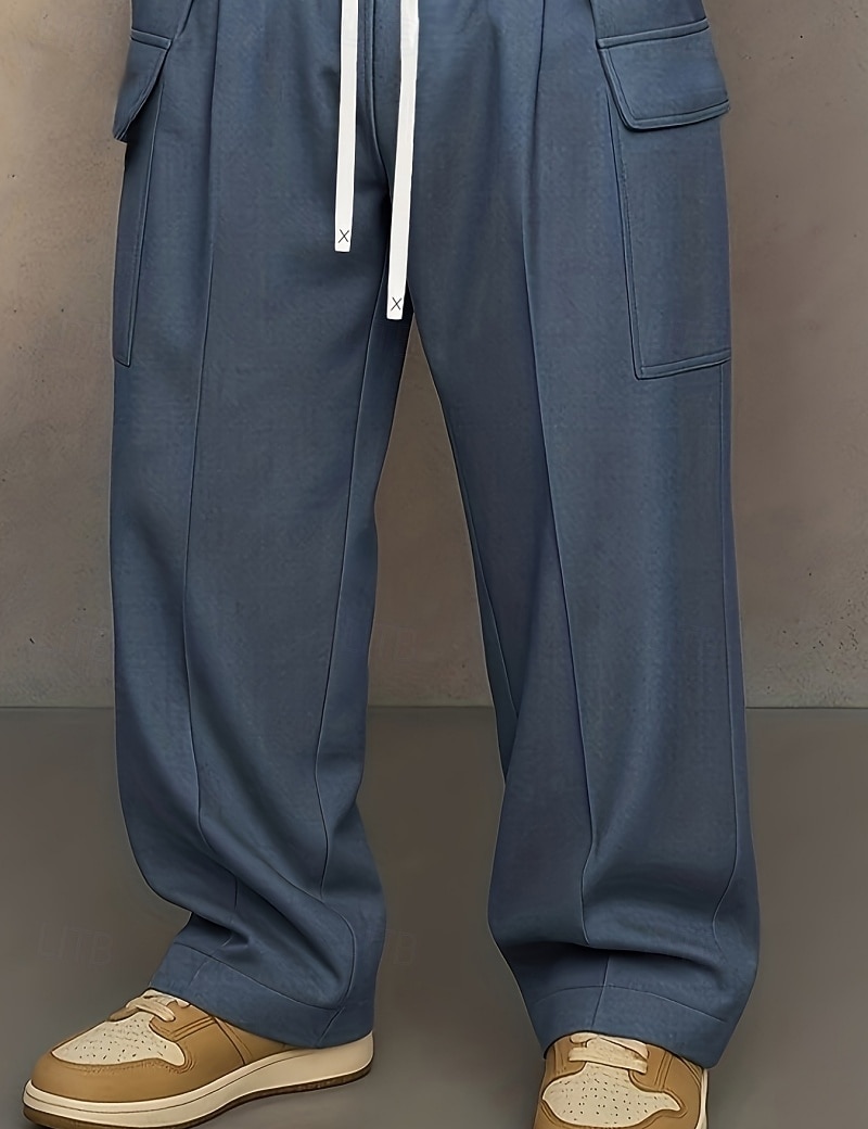 Men's Trousers Casual Pants Drawstring Pocket Plain Comfort Breathable Full Length Home Outdoor Streetwear Vacation Fashion Blue Khaki Inelastic 2026 - $31.99 –P3