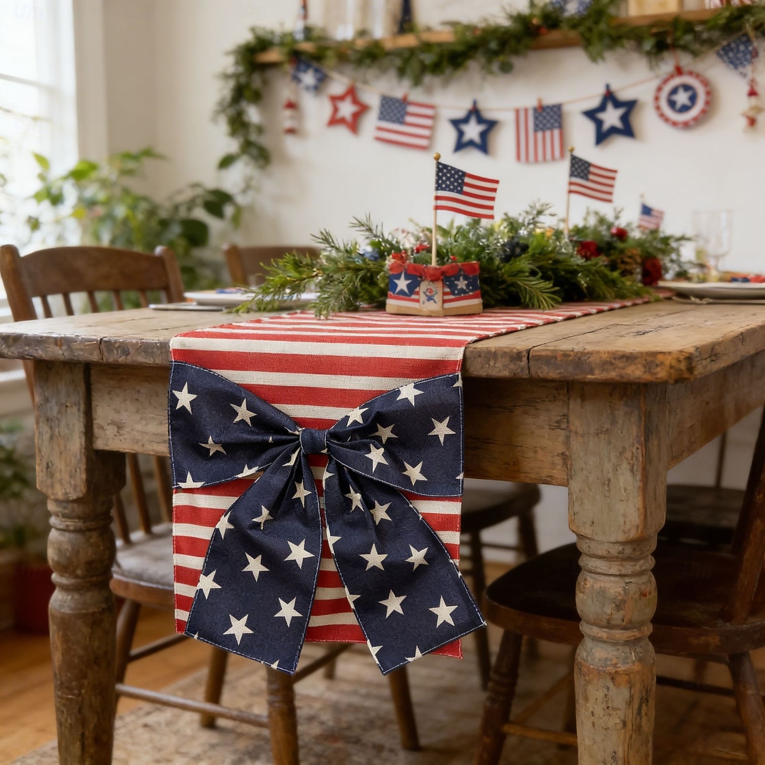 250ή επέτειος των ΗΠΑ, 1 τεμάχιο σχέδιο φιόγκου τραπεζιού, αναμνηστική διακόσμηση αυλής 1776-2026 για πατριωτικό εορτασμό, ημιπεντηκονταετία, 4η Ιουλίου, ημέρα ανεξαρτησίας 2026 - $15.49 –P5