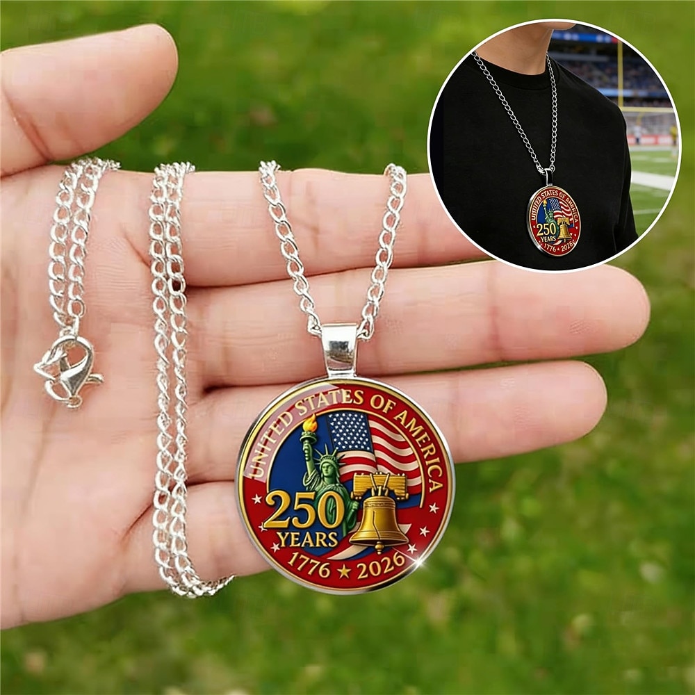 Σετ κολιέ 3 τεμαχίων για την 250ή επέτειο των ΗΠΑ – μενταγιόν 2d με αετό και αμερικανική σημαία, πατριωτικό αναμνηστικό κόσμημα, συλλεκτικό 1776-2026, ημέρα ανεξαρτησίας, 4η Ιουλίου, δώρο υπερηφάνειας για τις ΗΠΑ 2026 - $9.99 –P3