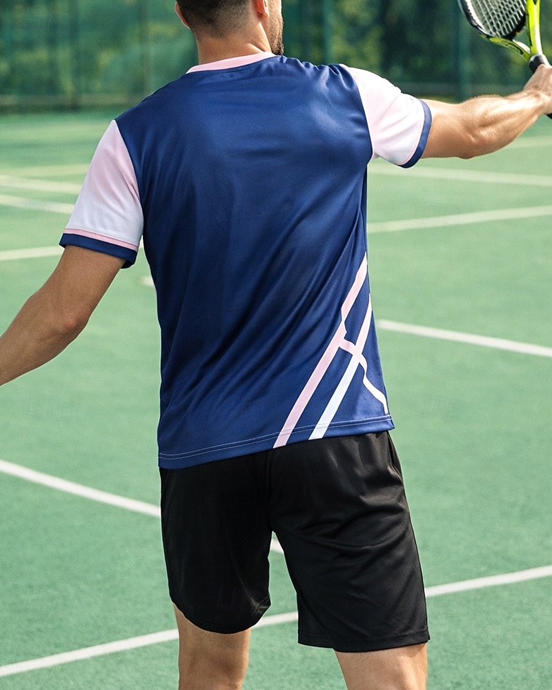Voor heren Kleurenblok Sportset Overhemden en shorts Tennisset Korte mouw 2-stuks Sneldrogend Rekbaar Vochtregelerend Ademend Tennis Golfschoenen Augurkbal Strakke ronde hals Short / Broekje Kleding 2026 - $34.99 –P3