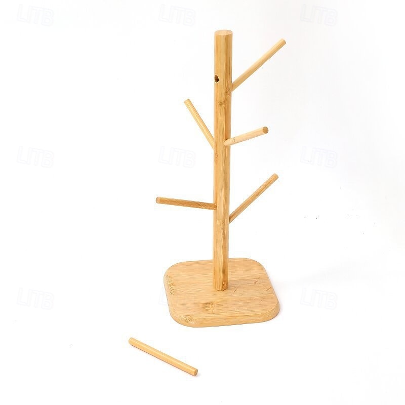 fa alakú perec pohártartók &6 rúdas kolbásztartók, bambuszfából készült bögretartók tároláshoz &kijelző, tökéletes otthonra, étterembe, kávézóba &bár 2026 - $15.99 –P3