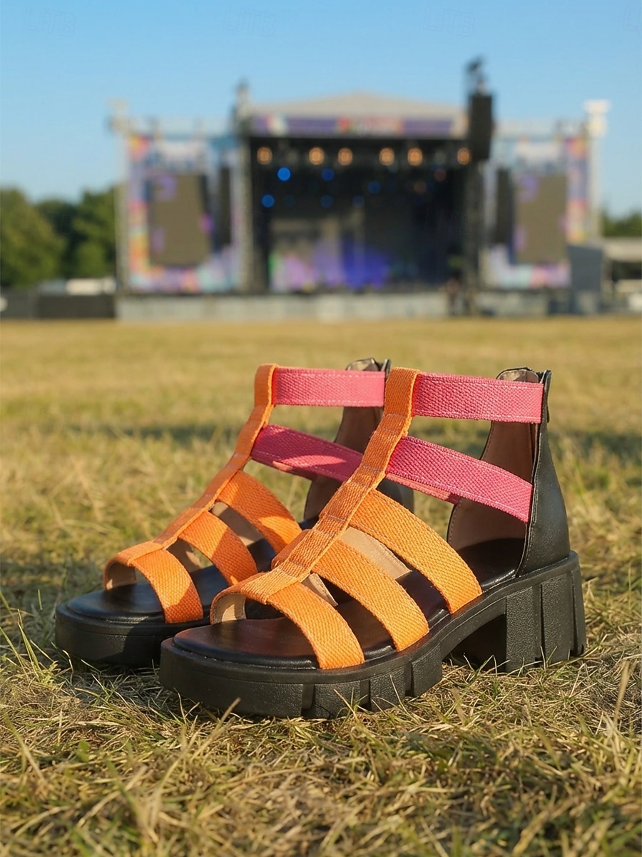 Women's Boho Music Festival Platform Sandals - Colorful Multi-Strap Chunky Gladiator Shoes for Coachella, Summer Concerts & Outdoor Rave Outfits 2026 - $54.99 –P1
