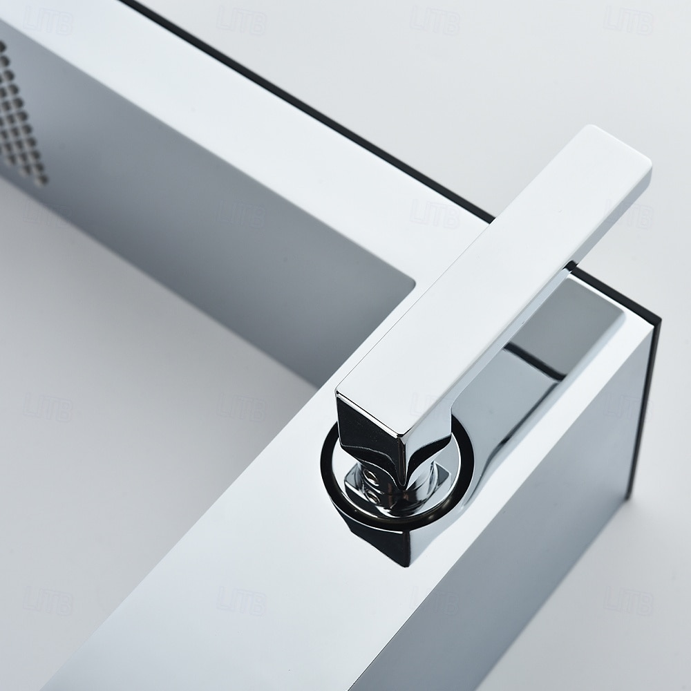 Robinet de salle de bain cascade, robinet de lavabo à haut débit, mitigeur de lavabo en laiton à montage sur plage, robinet de lavabo monotrou à poignée unique, robinet de meuble-lavabo de 2026 ? QAR 1063.79 –P6