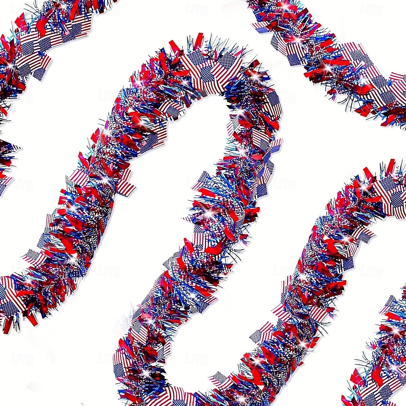 4/6 st patriotisk glittergirlang amerikansk flagga folie fransbanderoll 2m/6,6ft röd vit blå girlang för 4 juli självständighetsdagen minnesdagen arbetsdagen festdekorationer väggbonad heminredning 2026 - $15.99 –P1