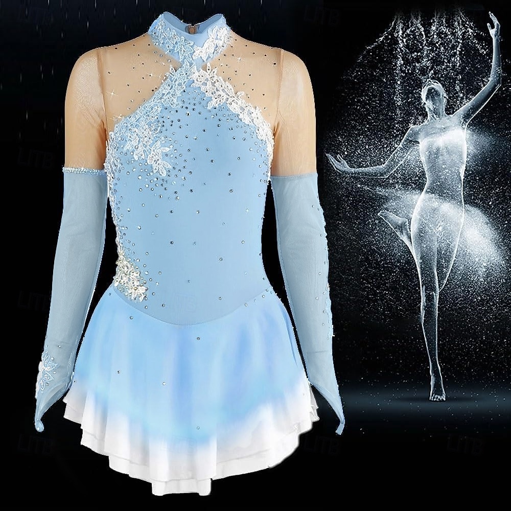 Taitoluistelupuku Naisten Tyttöjen Luistimet Hameet Sininen Elastinen Kouluts Kilpailu Luisteluasu Pidä lämpimänä Kristalli / Strassi Pitkähihainen Luistelu Taitoluistelu 2026 - $202.49 –P1