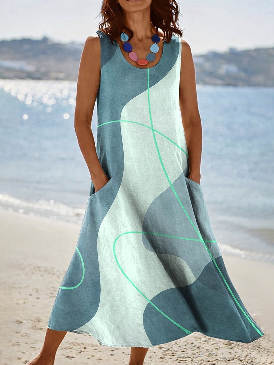 Women's Midi Dress Sundress A Line Dress Vacation Casual Boho Holiday ...