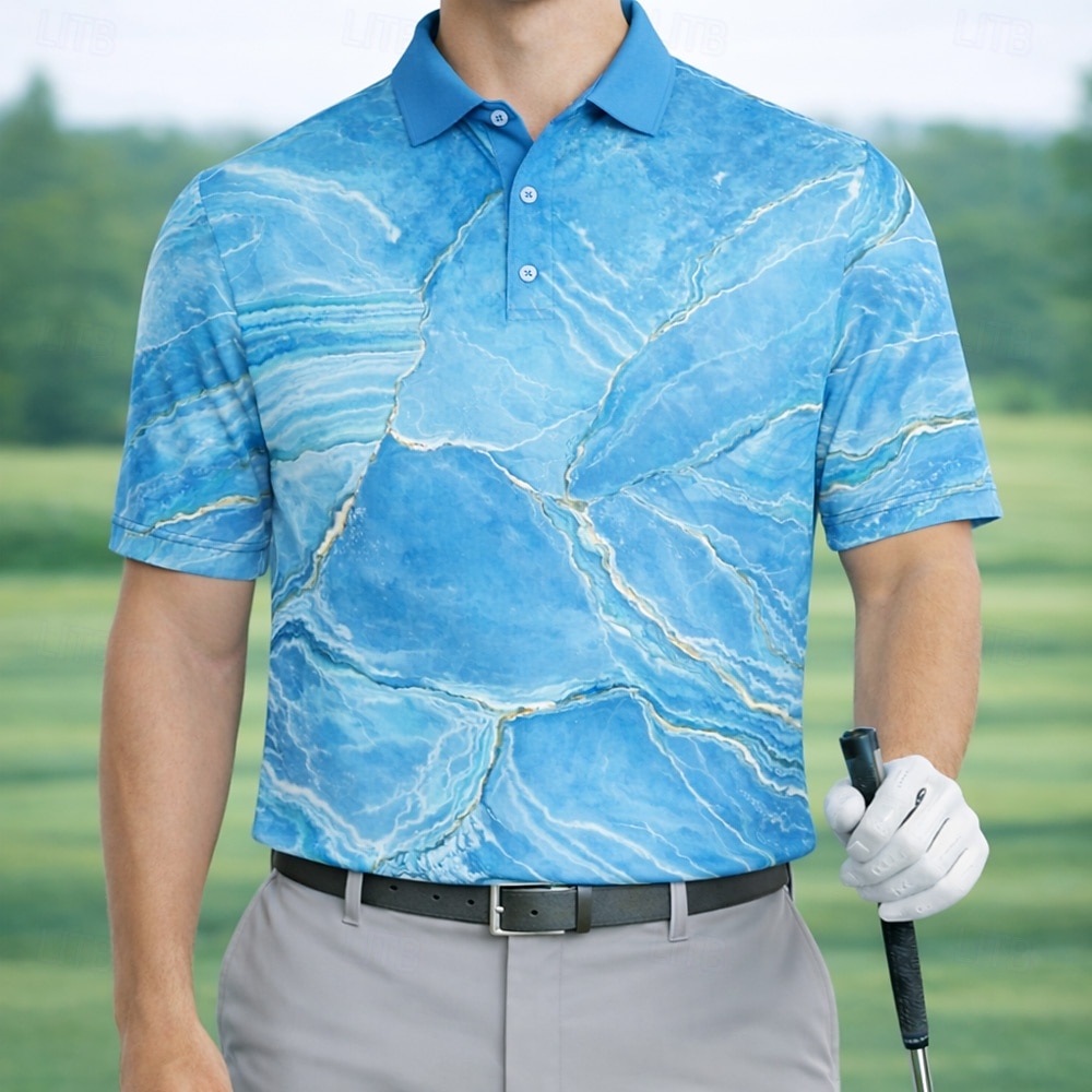 Men's Marble Golf Sports Polo Shirts Short Sleeve Polo Shirts Collared Shirts Casual Athleisure Buttons Spring & Summer Blue Red Purple 2026 - $22.99 –P2