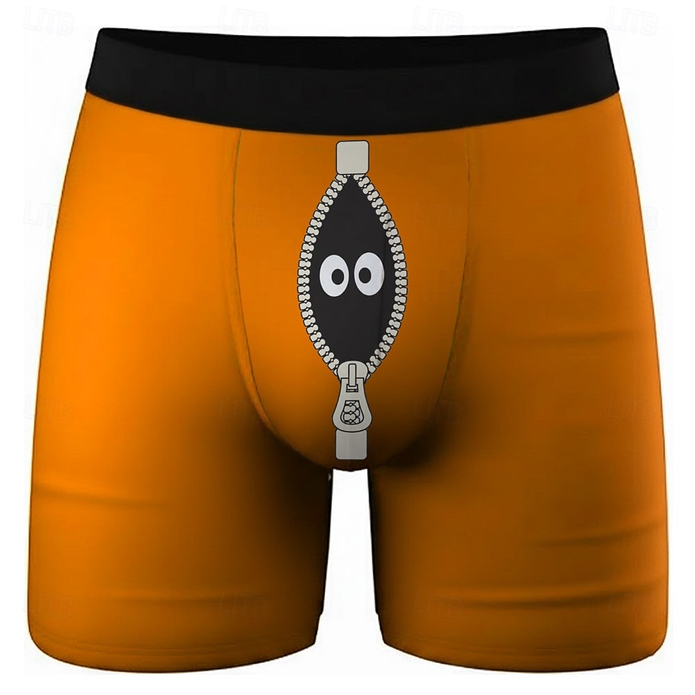 Муж. Мультипликация Большие глаза Имитация молнии Эластичные боксерские трусы Плавки Боксерские шорты для плавания Веселая Повседневные Дом Пляжный отдых 2026 - $16.99 –P4