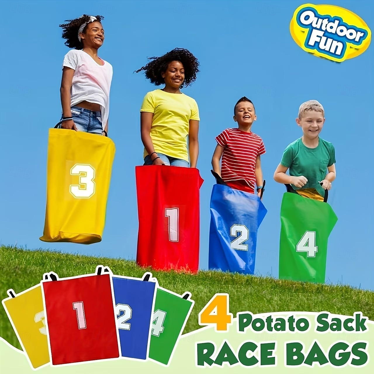4PCS Canvas Potato Sack Race Set, Durable Kangaroo Jumping Bags for Kids & Adults, Outdoor Lawn Games for Family Fun, Hand-Washable Sack Race Bags for Halloween, Christmas & New Year 2026 - $22.99 –P2