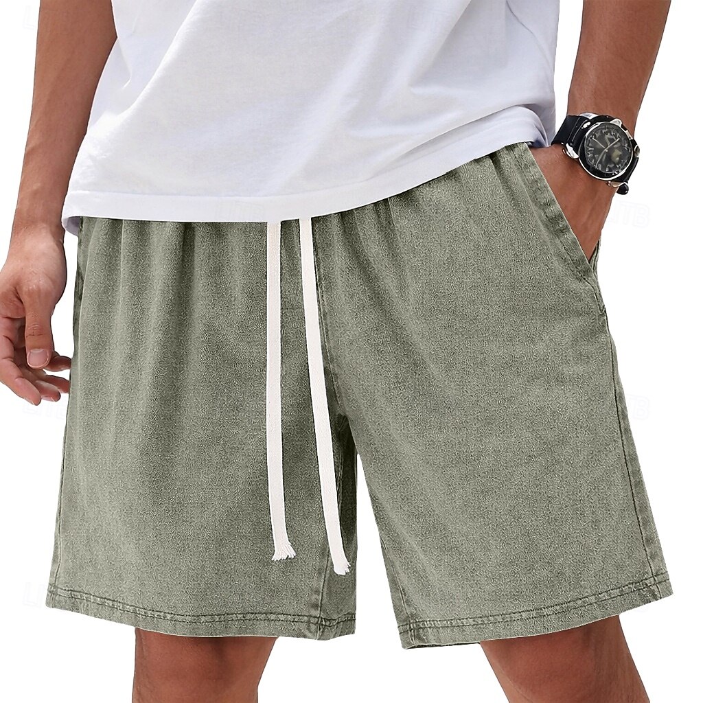 SoftFade™ Pánské šortky 100% bavlněné Casual šortky Kyselinově wash šortky Kapsa Elastický pas Praný Komfort Prodyšné Délka po kolena Casual Outdoor Pláž Dovolená Móda Námořnická modrá Červená 2026 - $21.99 –P6