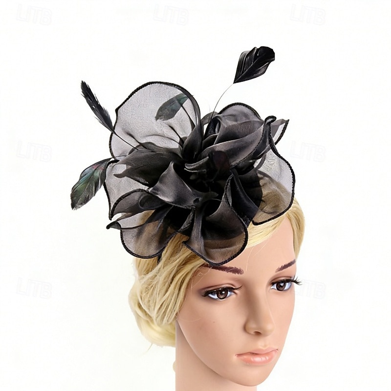 Fascinator Organza Matrimonio Compleanno Elegante Vintage Carino Con Piuma Tulle Copricapo Copricapo del 2026 a $11.49 –P7