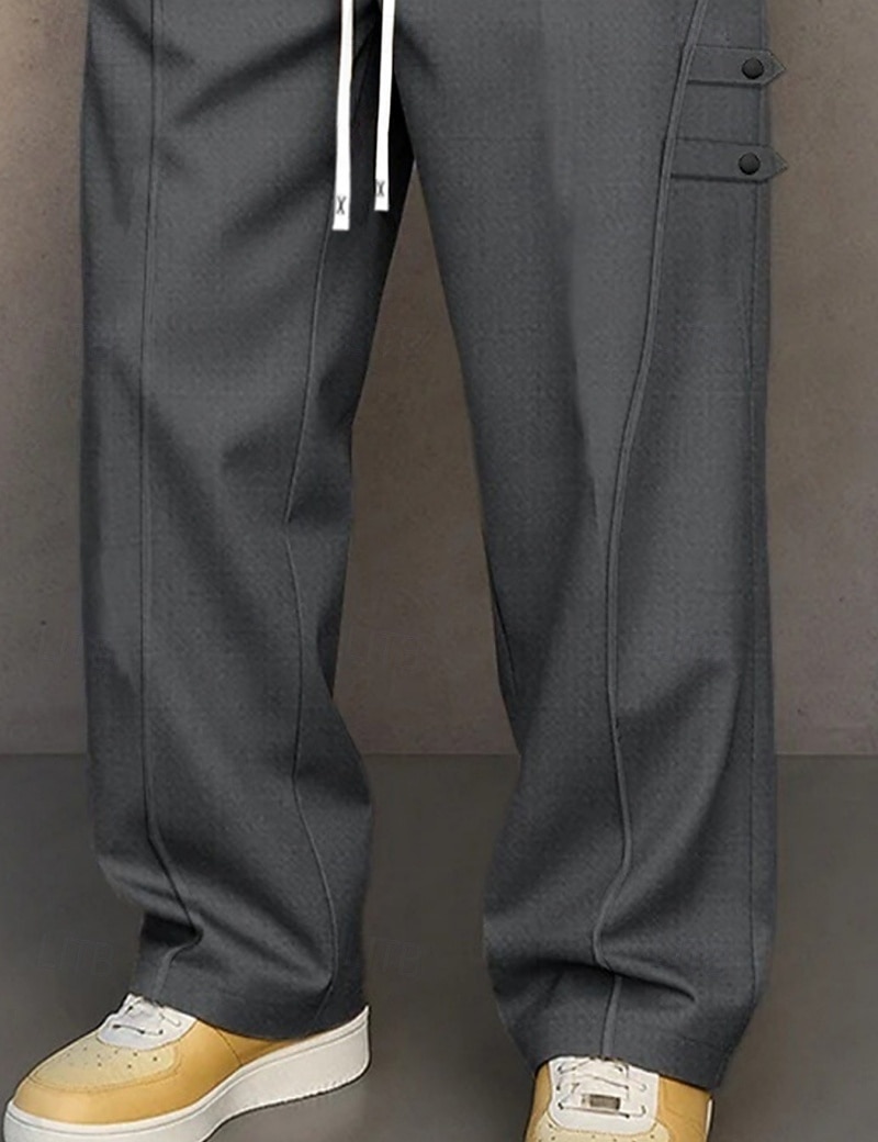 Bărbați Pantaloni Pantaloni casual Cordon Buzunar Simplu Confort Respirabil Lungime totală Casual Zilnic Casă Vacanță Modă Cămilă Gri Inelastic 2026 - $31.99 –P3
