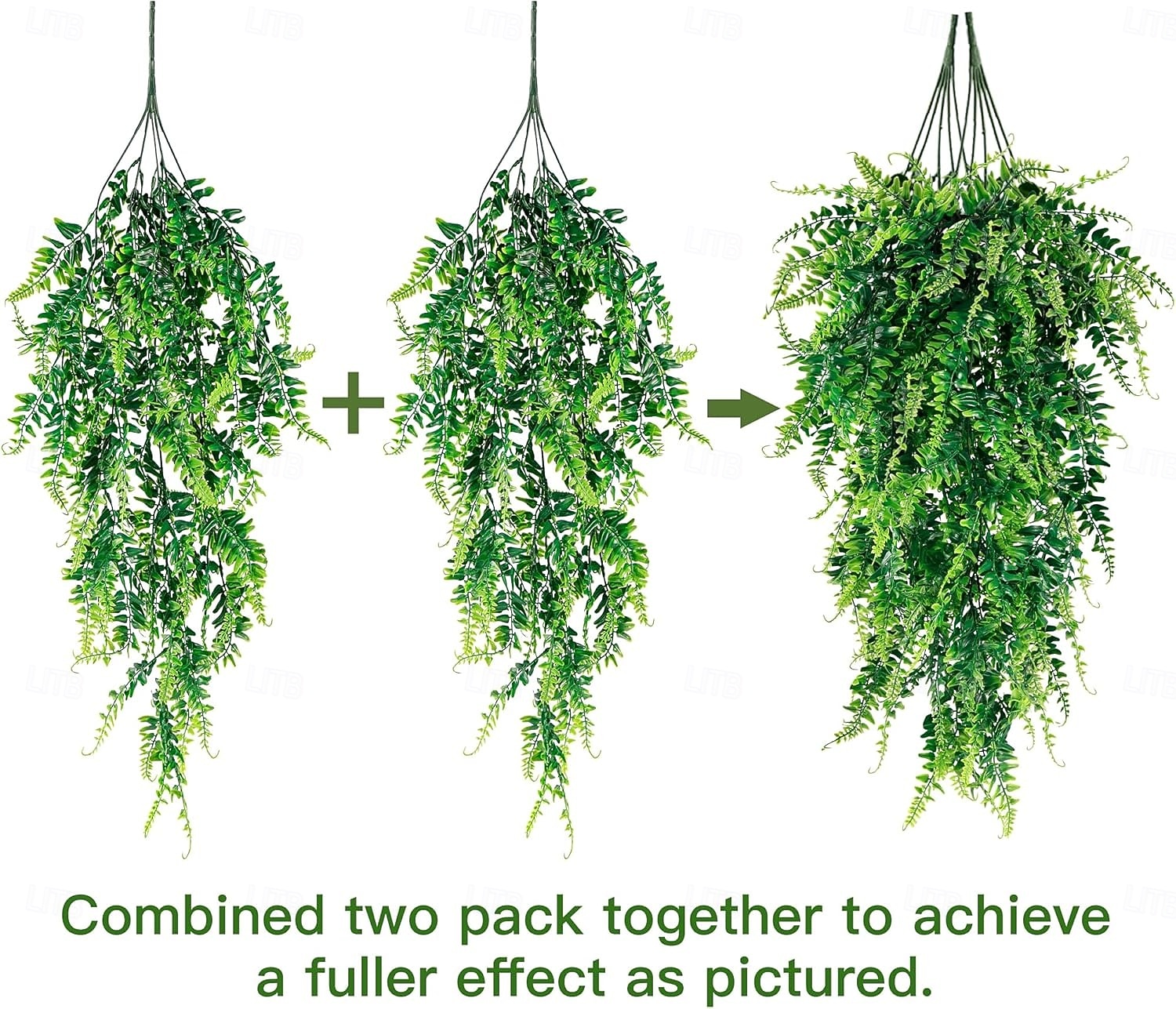 4 balení umělých závěsných rostlin, bostonské kapradiny, umělá závěsná rostlina, umělý břečťan, popínavá rostlina, zeleň, UV odolné plastové rostliny pro vnitřní i venkovní použití, pokoj, zeď, 2026 - $23.99 –P2