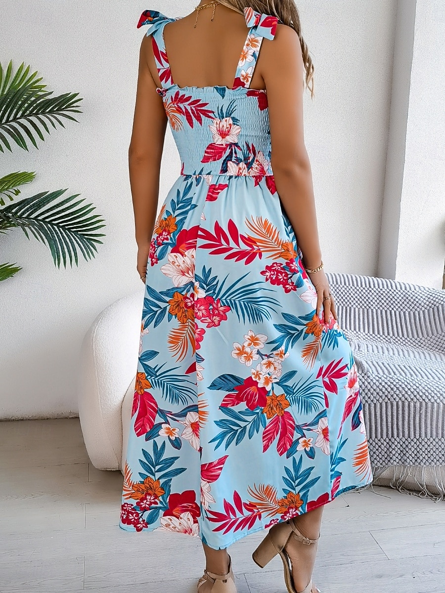 Women's Midi Dress Beach Dress A Line Dress Floral Dress Slip Dress Elegant Fashion Modern Outdoor Beach Vacation Regular Fit Floral Sleeveless Square Neck Blue Yellow Green Summer Spring 2026 - $26.99 –P10