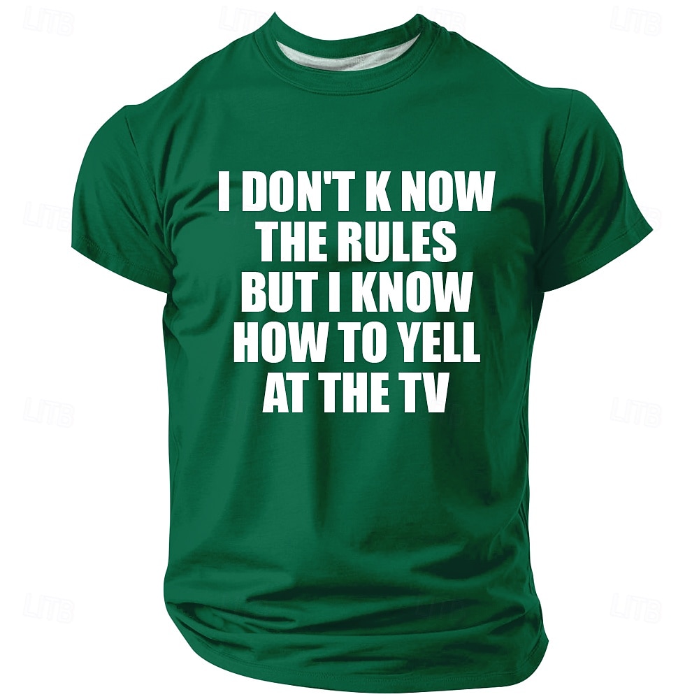 Men's I Don't Know The Rules But I Know How To Yell At The TV 2026 World Soccer Cup Fan Funny Black T Shirt Graphic Crew Neck Game Day Football Tournament Designer Clothing Apparel S M L XL XXL XXXL 2026 - $22.99 –P3