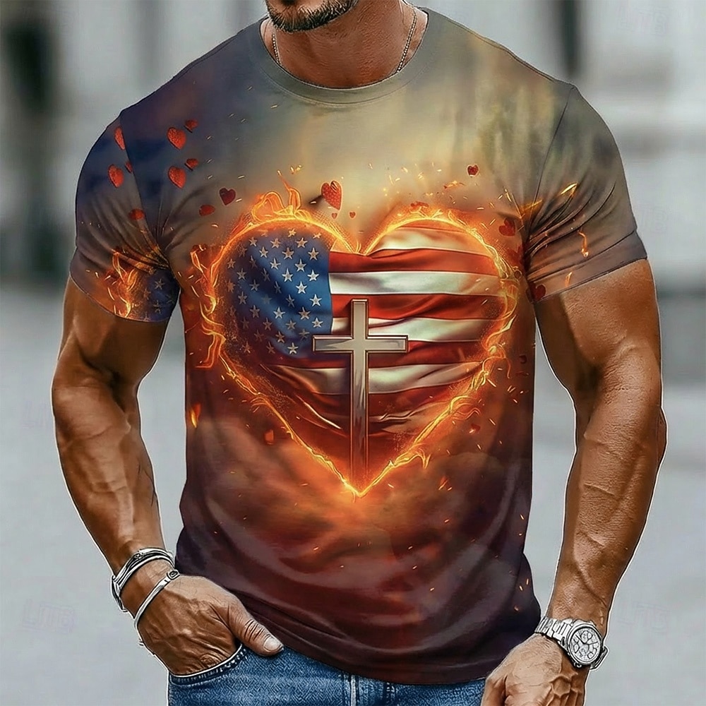4 iulie 2026 250 de ani Ziua Memorială T-Shirt bărbătesc patriotic patriotic 3D imprimat cu steagul SUA cu guler rotund și mâneci scurte zilnic stradă 2026 - $22.99 –P4