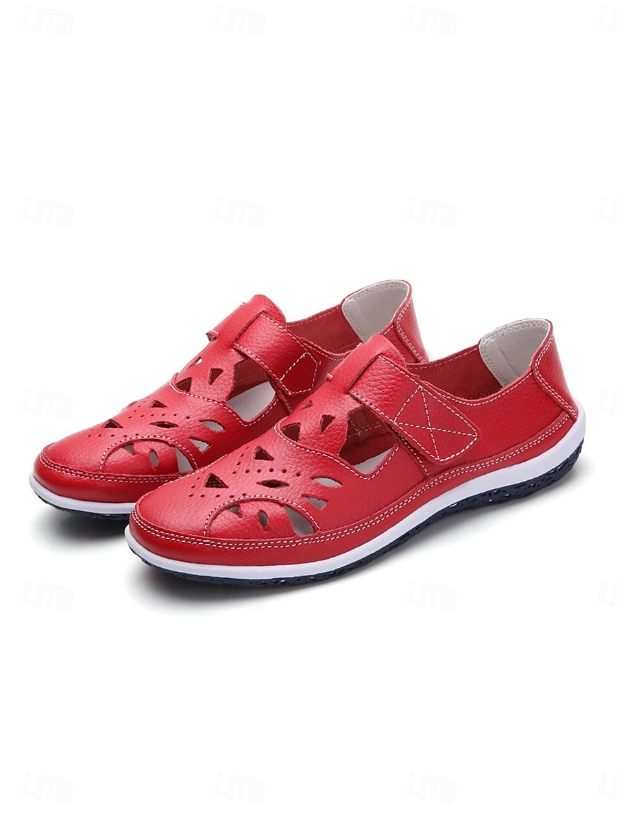 Rote, atmungsaktive Damen-Freizeitschuhe mit Lochmuster und weiter Passform – ideal für Alltag, Outdoor-Aktivitäten und Reisen. 2026 - $32.99 –P1