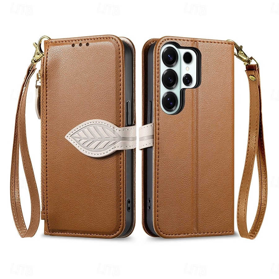 telefon Etui Til Samsung Galaxy S26 S26 Pluss S26 Ultra Lommebok-kortveske Flip deksel Glidelås med håndleddsstropp Støtte Kontor / Bedrift TPU PU lær 2026 - $17.99 –P10