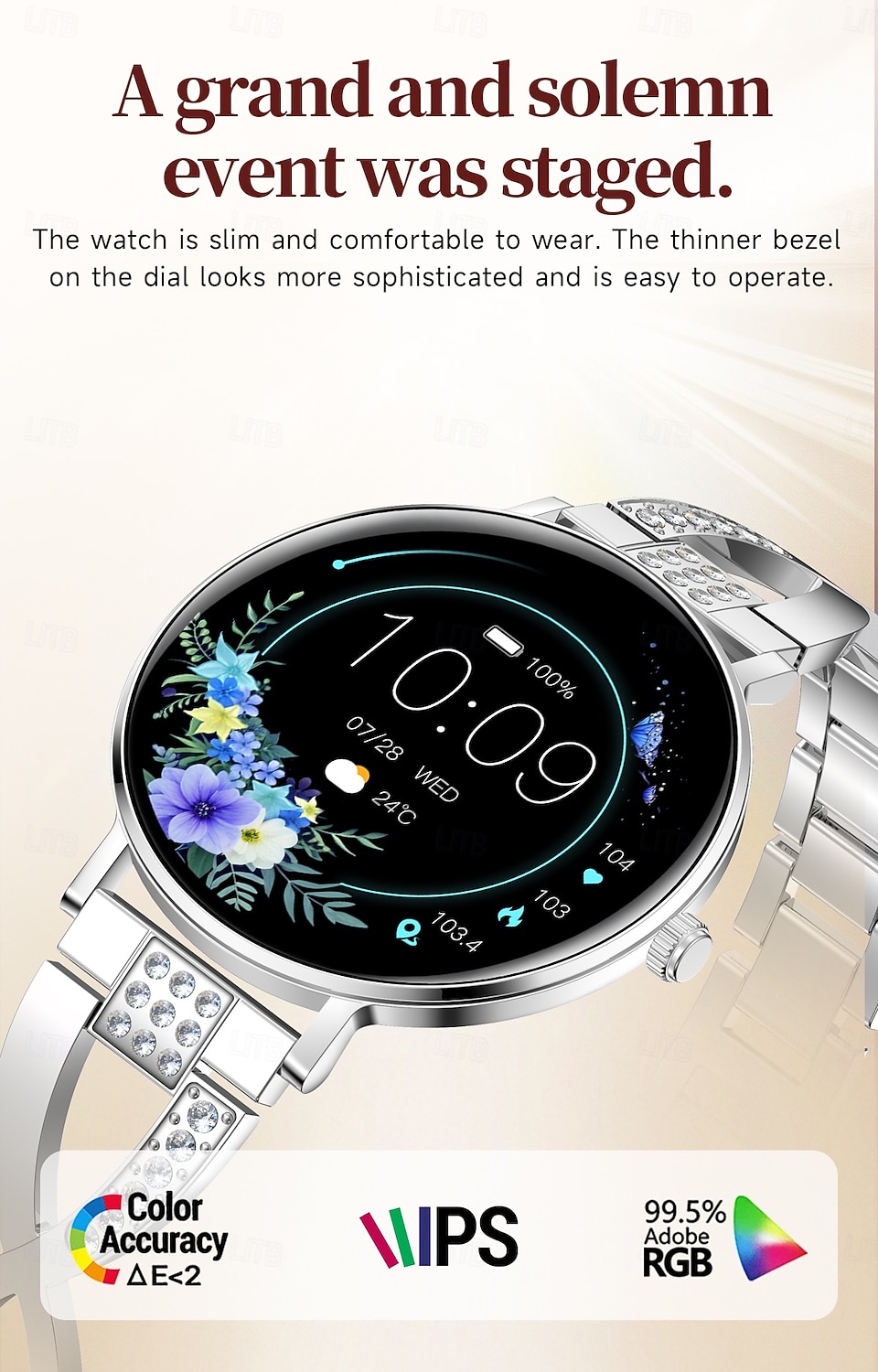 Relógio inteligente exclusivo Goddess com tela redonda AMOLED HD de 1,32 polegadas, ultrafino e leve de 7,5 mm, a melhor opção de presente para namorada, monitoramento de frequência cardíaca e de 2026 por $77.99 –P2