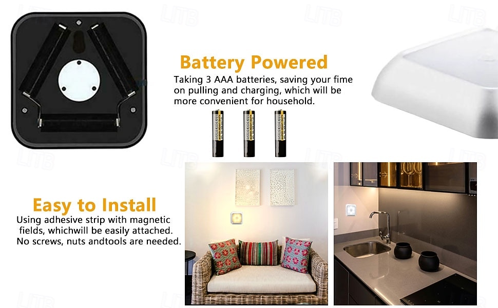 8 Pcs Smart Motion Sensor Night Lights, 6 LEDs, Magnetic Clip-On, No Wiring Needed, ABS LED Lamps for Indoor Use – Bedroom, Hallway, Staircase, Entryway, Cabinet, Kitchen, 8x8cm, AAA Battery Powered 2026 - $89.99 –P5