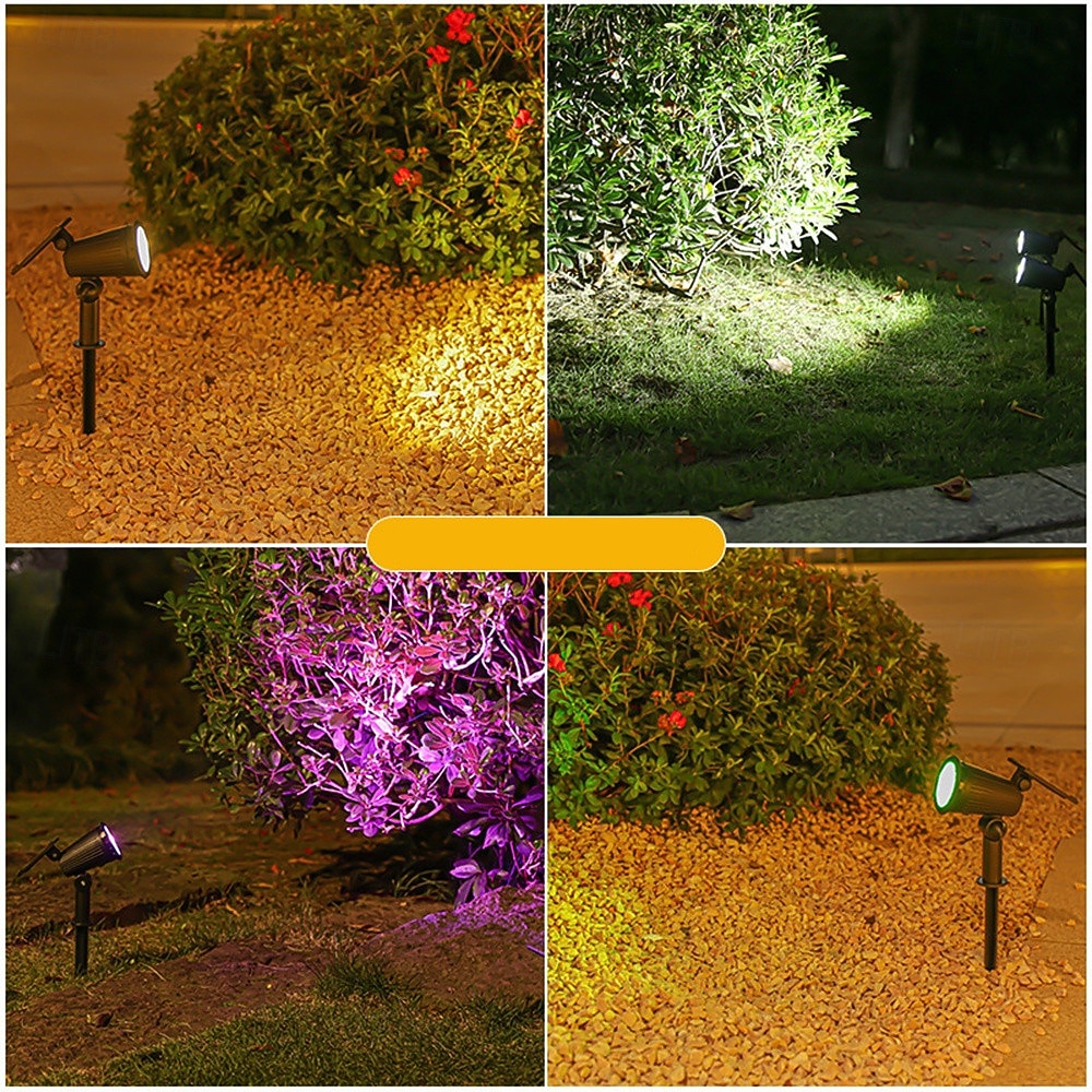 1 szt. 2 szt. 1 dioda LED 9 diod LED zasilana energią słoneczną, regulowany reflektor w ziemi, wodoodporny, jasność, oświetlenie ścienne, oświetlenie zewnętrzne RGB 2026 - $17.99 –P2