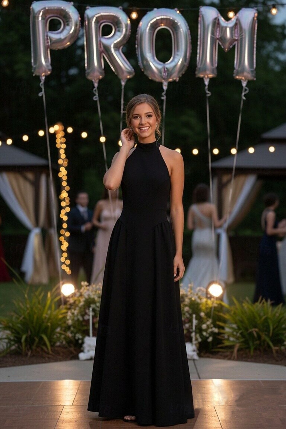 A-Line Floor Length Prom Dress Wedding Guest Dress Evening Gown Prom Dresses Elegant Sleeveless Halter Neck Prom Formal Linen Backless with Solid Color 2026 - $172.99 –P1
