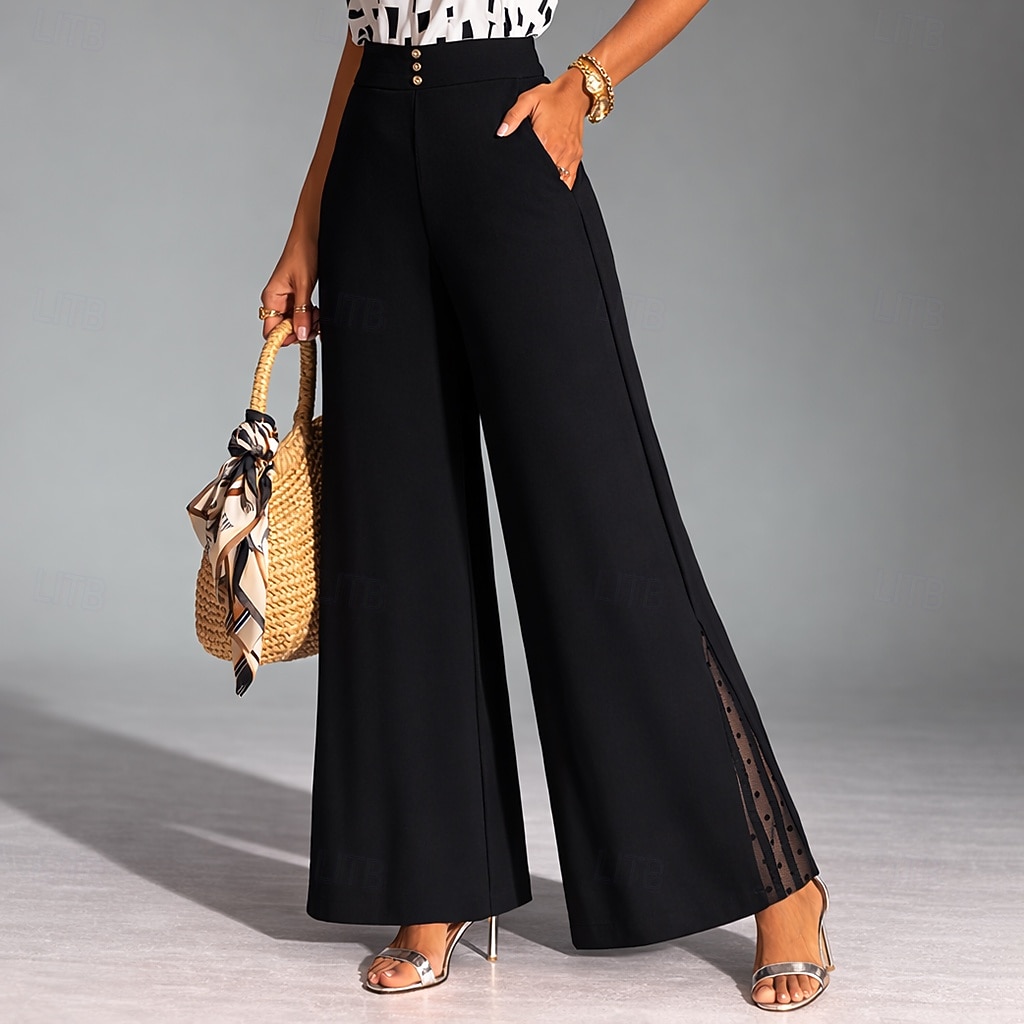 Dame Bukser Uformelle bukser Sommerbukser Elegant Mote Fritid hverdag Ankel-lengde Høy Midje Helfarge عادي Blonde Bred Bukseben Elastisk midje Komfort Lettvekt Myk Uelastisk Daglig Gateklær Ferie 2026 - $22.99 –P1