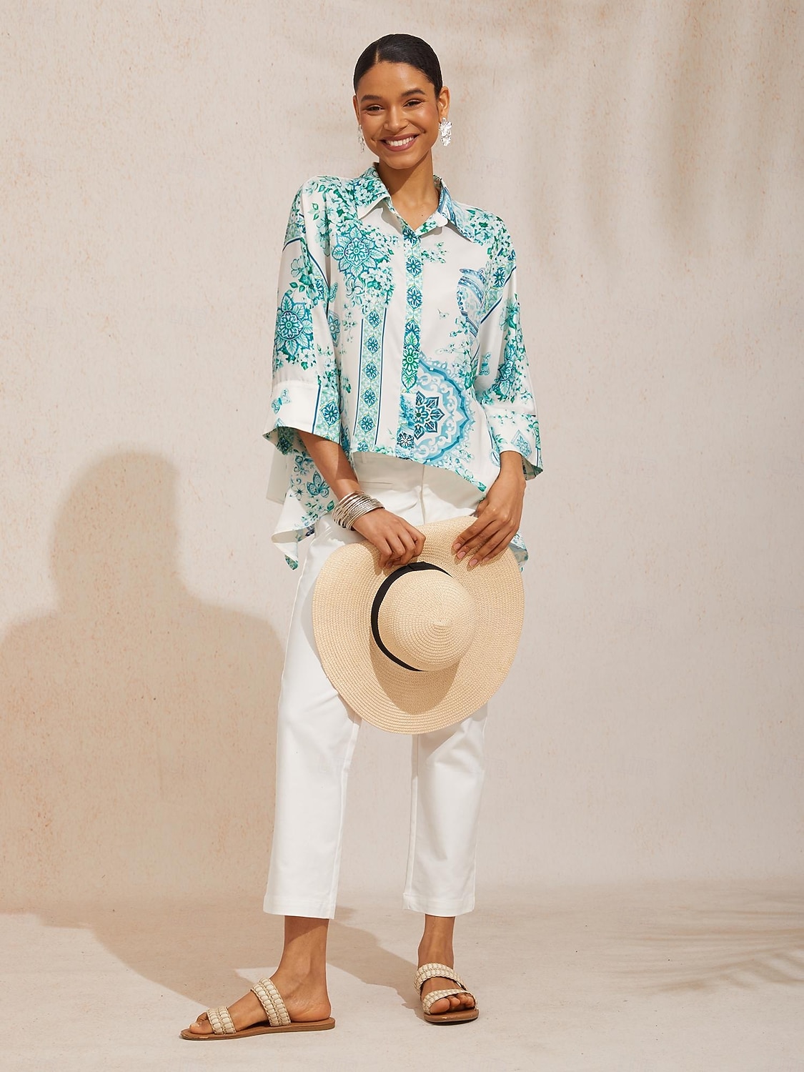 celadon bloom story zijdezacht satijnen shirt met vleermuismouwen 2026 - $67.99 –P1
