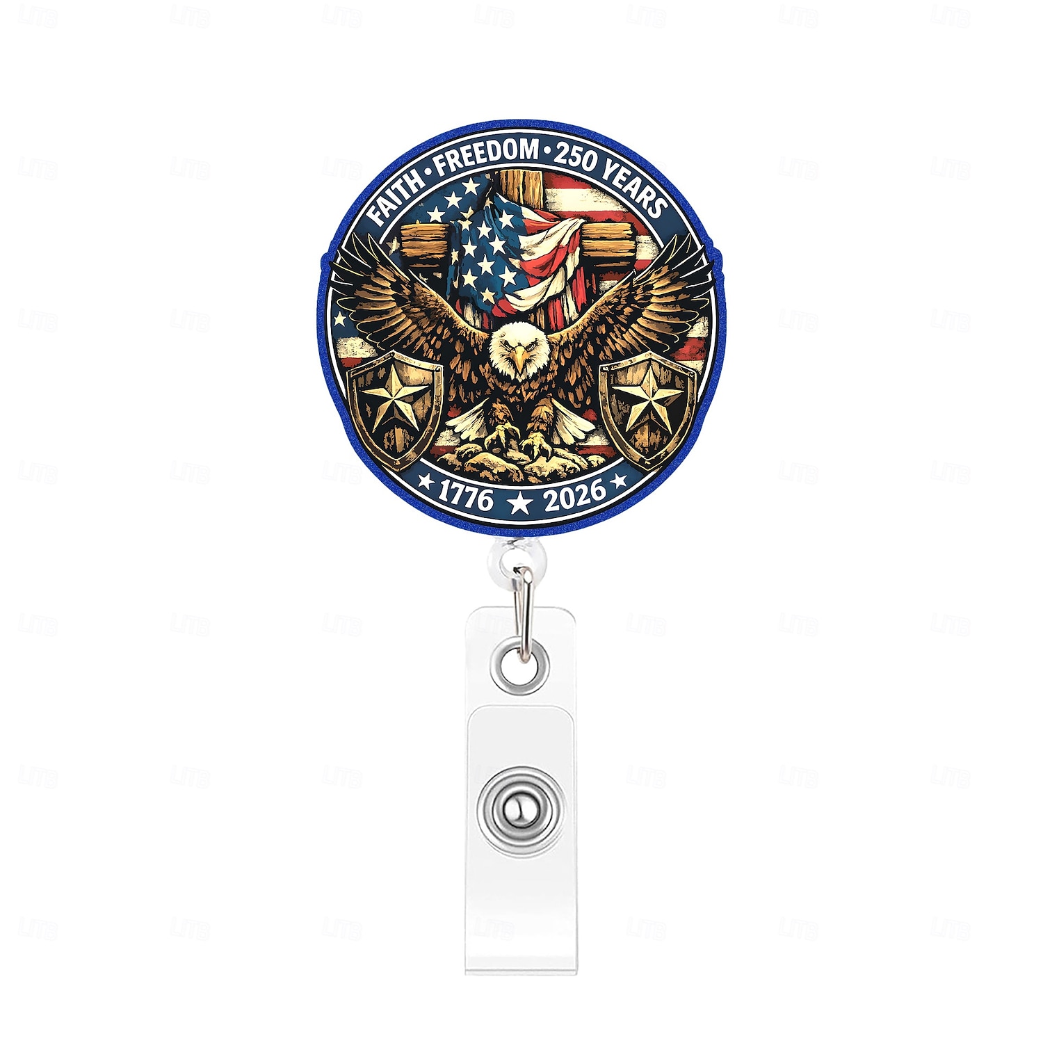 Porta badge retrattile per il 250° anniversario dell'America con clip a coccodrillo, porta badge identificativo per il 250° anniversario dell'indipendenza, accessori per il 4 luglio 1776-2026, regalo del 2026 a $9.99 –P13