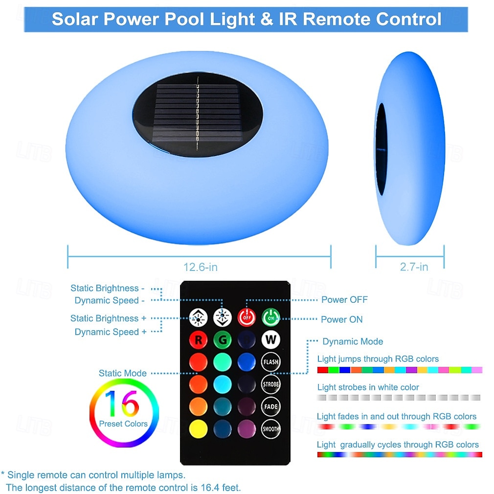 1 Packung schwimmende Solar-Poolleuchten mit mehrfarbigen LEDs, wasserdichte Gartenleuchten für den Außenbereich 2026 - $53.99 –P1